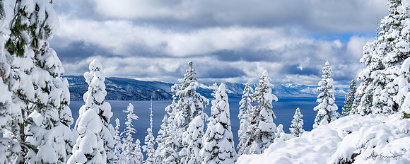 Panoramic print of snow at Lake Tahoe